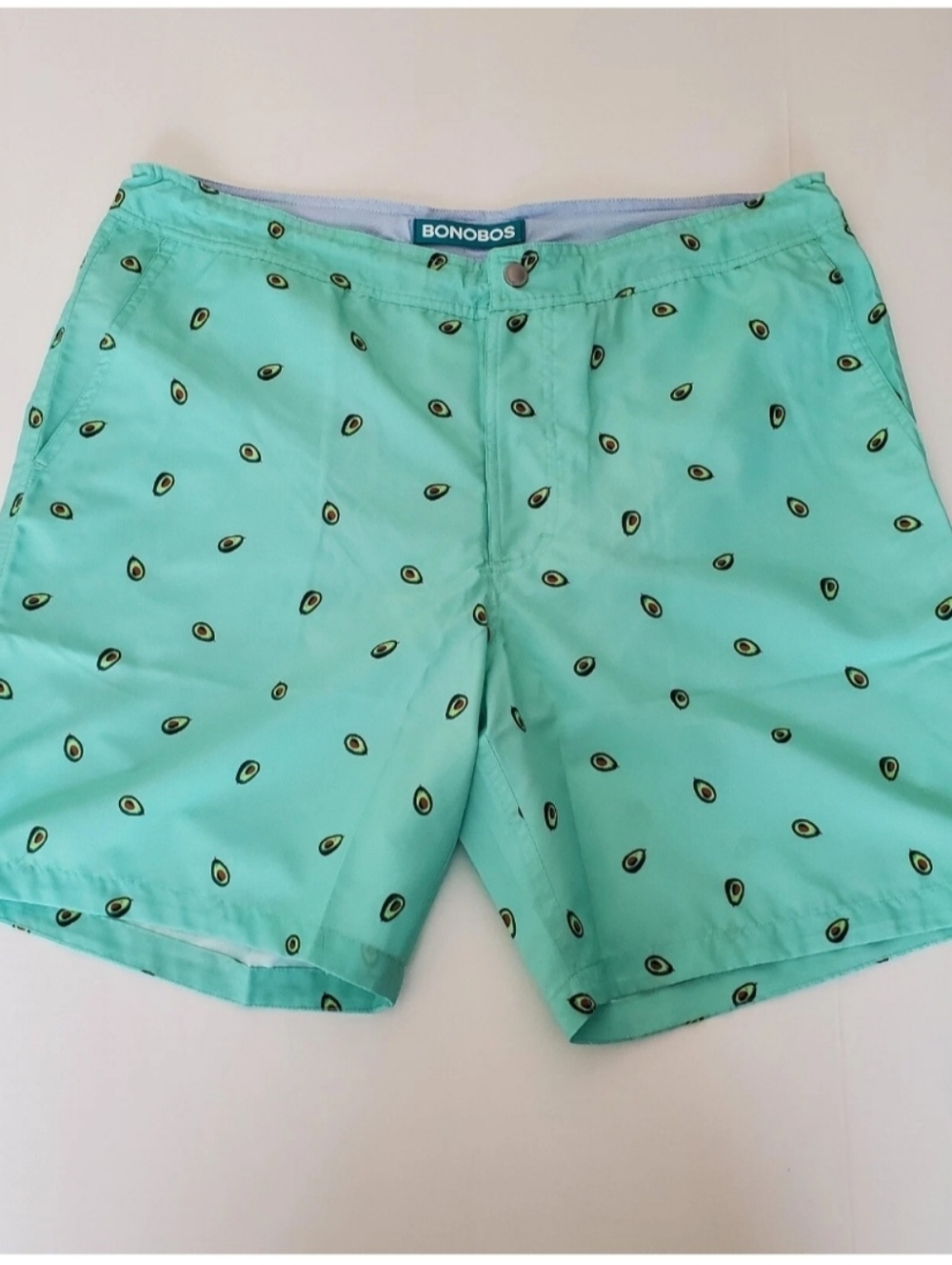 NEW Bonobos Mint Green Swim Shorts with Avocado Seed Print Size 33 Beach Summer